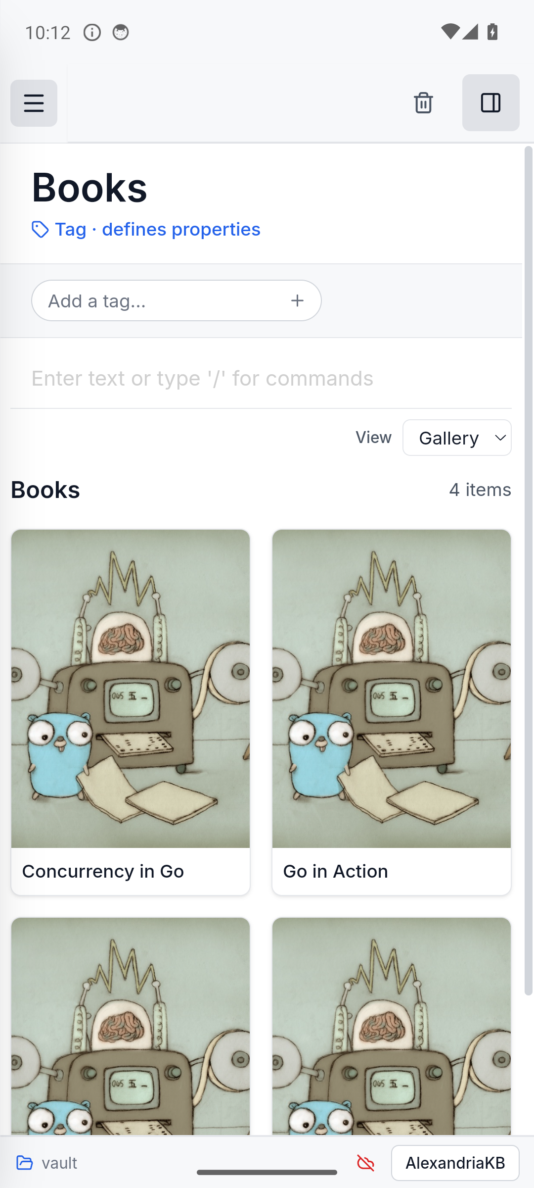 Gallery tag view on the Android app