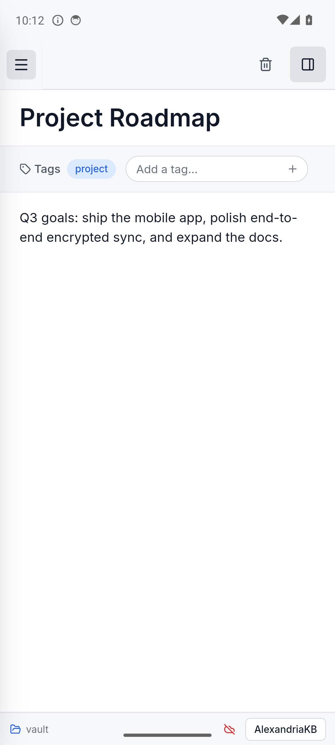 Editing a note on the Android app